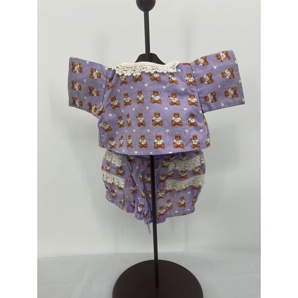 Vintage Purple Baby Doll Outfit Top and Bloomers With Teddy Bear Print Lace Trim - Picture 2 of 6